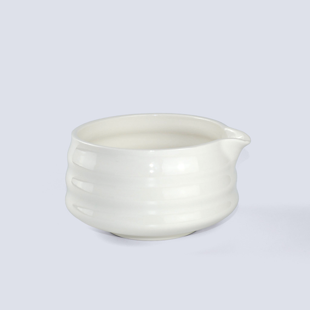 Handmade ceramic matcha bowl (chawan) with wavy texture – Refined Matcha